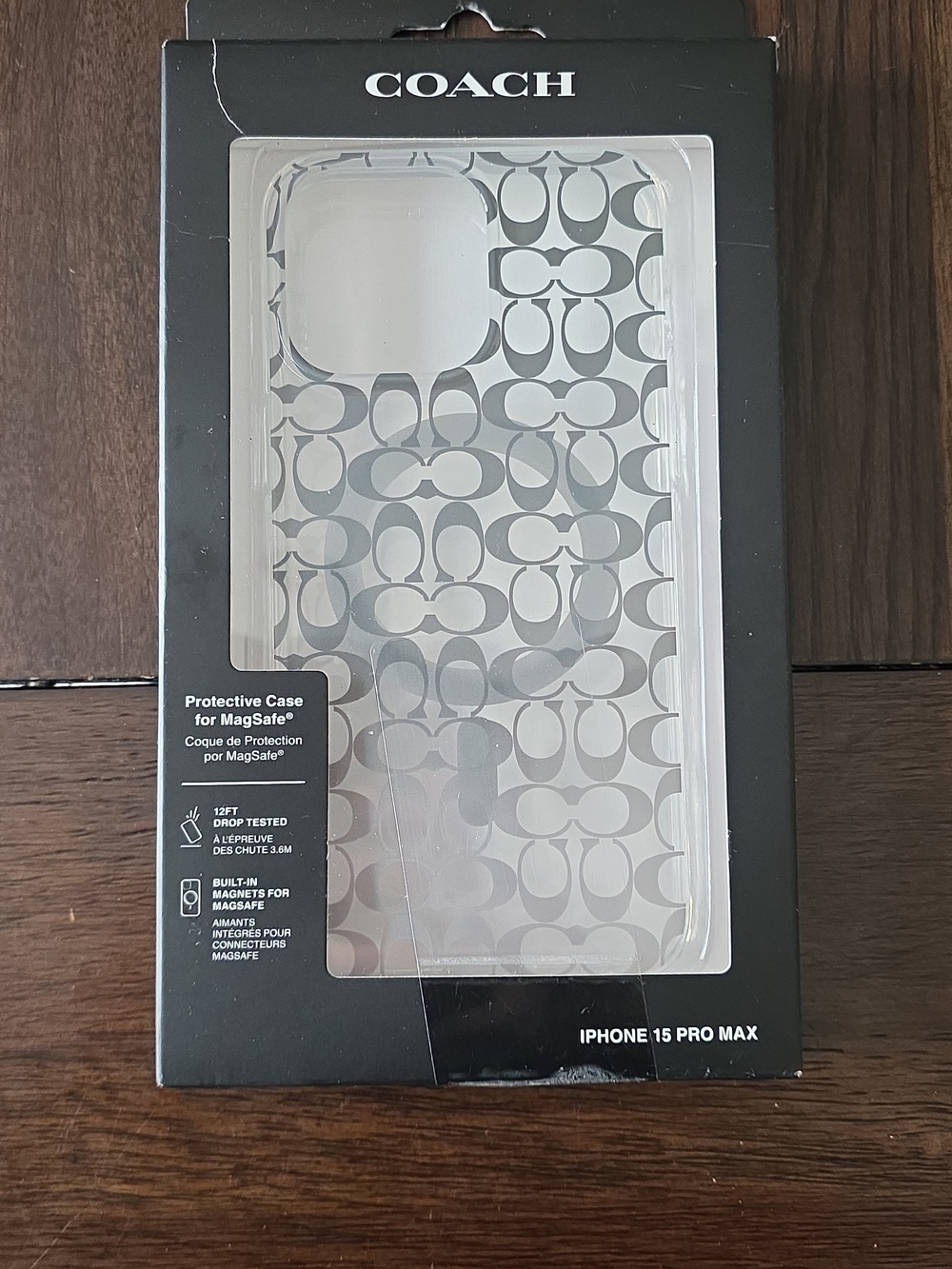 Coach Signature Pattern White iPhone 15 Pro Max Case
